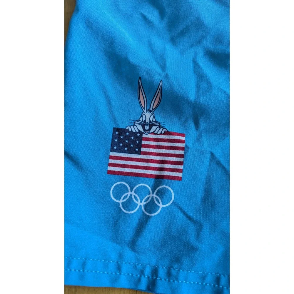 Looney Tunes‎ Team USA Bugs Bunny Swim Trunks Boys Size S 6/7 Olympic Surfing